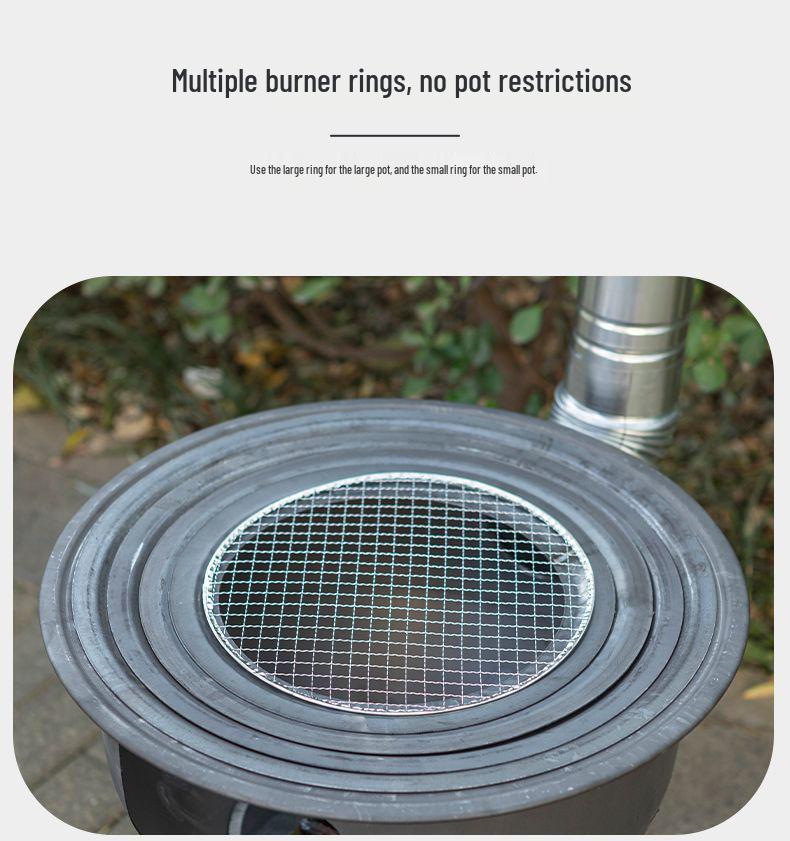 Portable Outdoor Iron Wood-Burning Stove for Rural Households