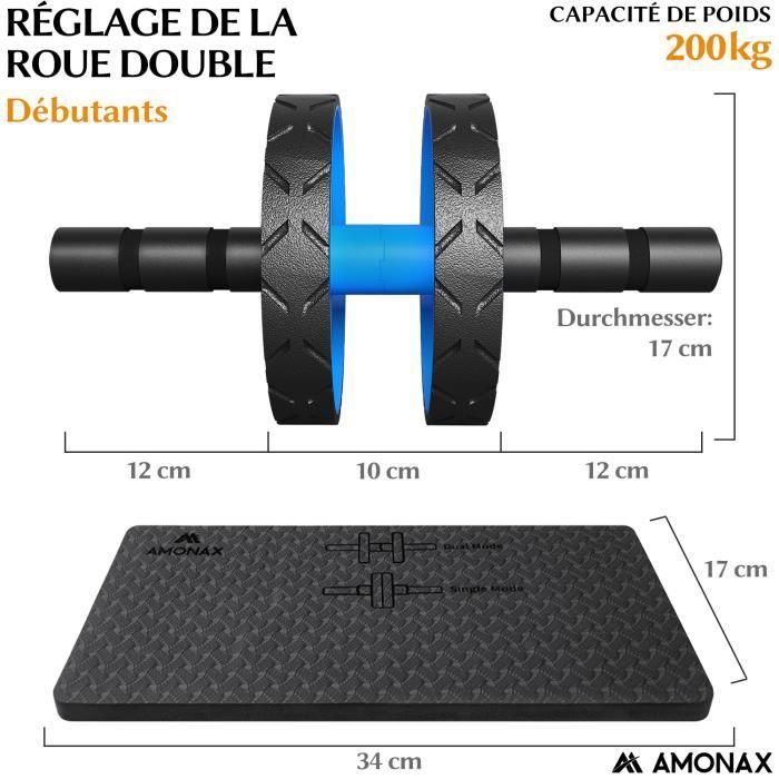 Roue Abdominale - AMONAX - Convertible - Bleu - Portable - Fitness