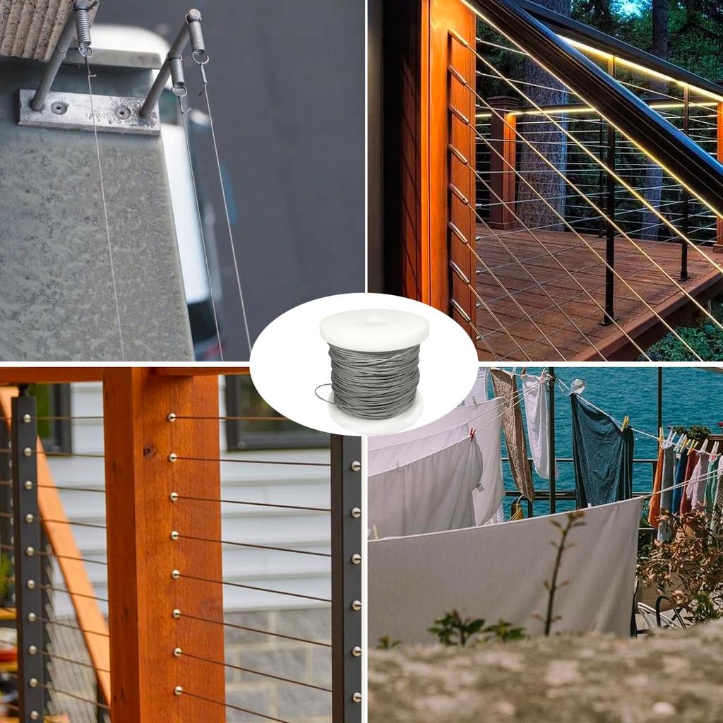 Wire Rope, Stainless Wire, Wire Diameter 0.04 Inch (1 Mm), 100m Wire, Stainless Steel