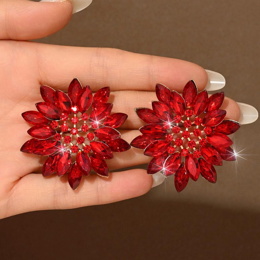 Bestselling Colorful Crystal Sunflower Dangle Earrings - High-end European & American Evening Style