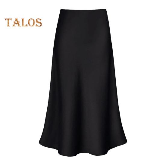 

Юбка макси женская гладкая атласная длинная юбка с застежкой-молнией, однотонная, весна-осень, женская юбка-рыбий хвост с запахом на бедрах XL чёрный