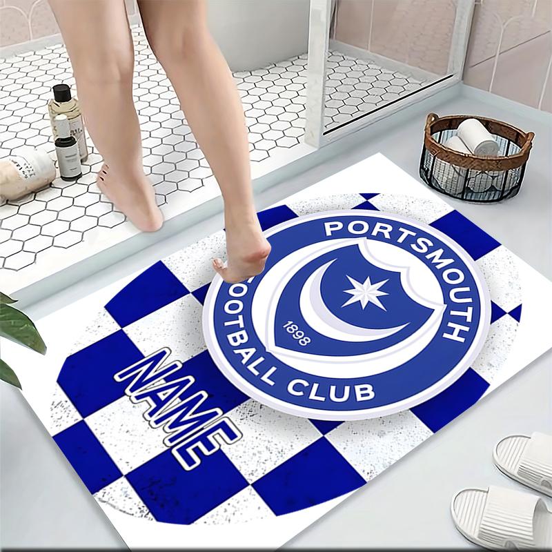 Custom Name Portsmouth FC Crest Carpet Rug Customizable Soft Washable Anti-Slip Home Living Room Sofa Mats Personalized Rug. 0909232