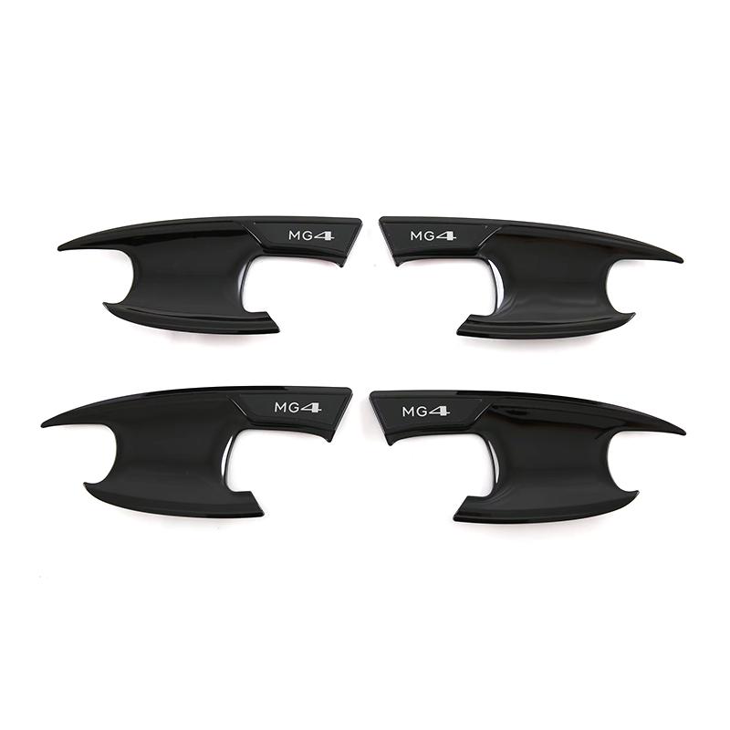 Car Upgrade Carbon Fiber Glossy Black Door Bowl Handle Cover For MG 4 MG4 EV Mulan   2024 Cars Accessories
