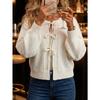 Women S Solid Color Knit Cardigan With Tie Closure Casual Outerwear