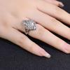 Schillernde weiße Zirkonia CZ Blumenringe für Frauen Hochzeit Verlobungsaccessoires Statement Schmuck Geschenk
