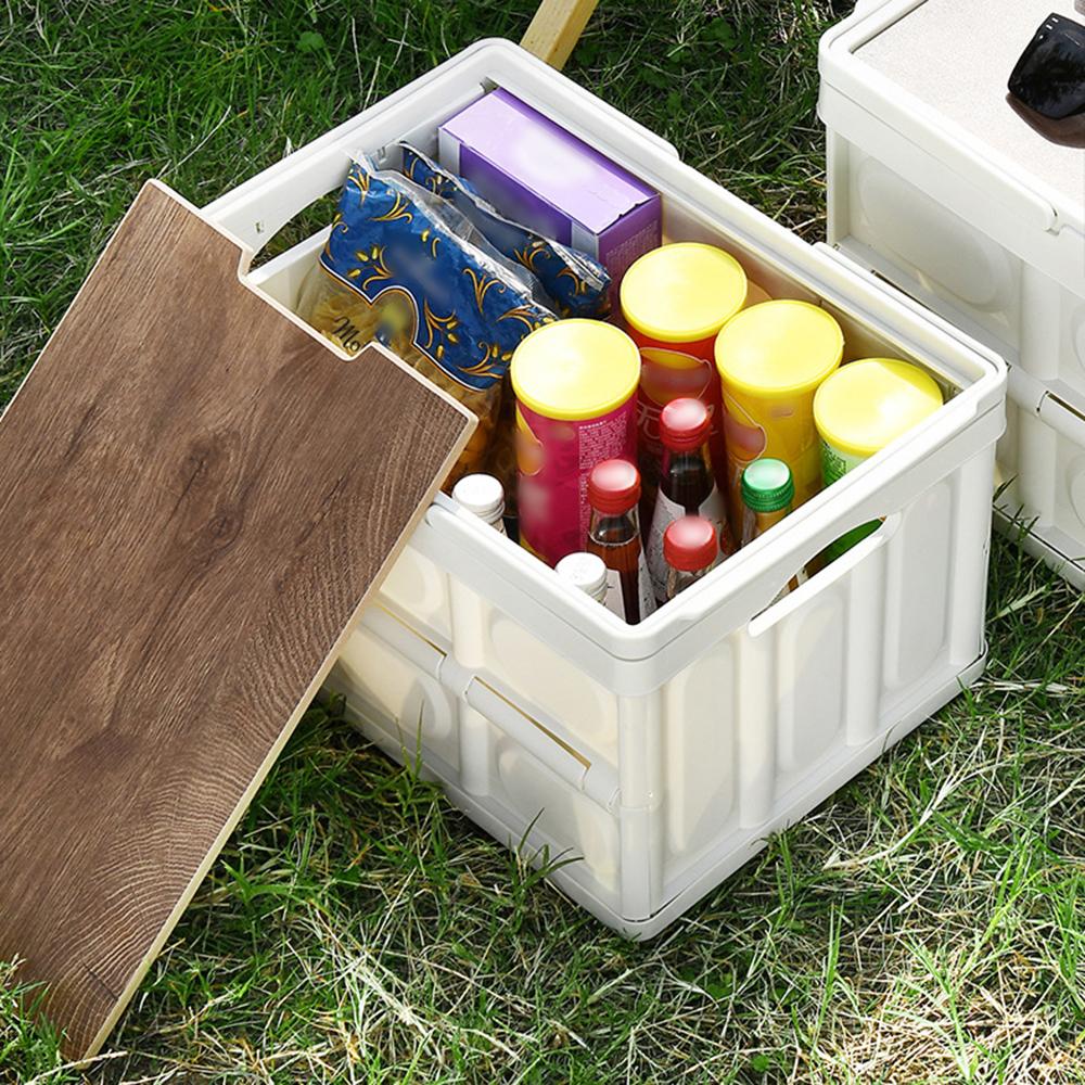 Household Foldable Storage Box, 30l/55l, With Lid And Handle, Suitable For Camping, Dormitory, Multi-Functional Storage Box