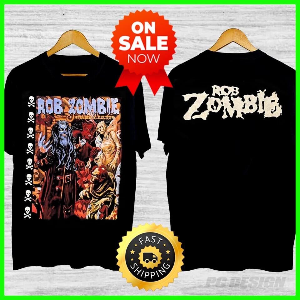1998 тур Rob Zombie Хлопок Унисекс Черный 2 СТОРОНЫ HH02695 Унисекс Футболка L