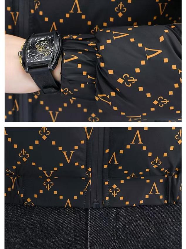 2026 Herren Trendige Stehkragen Daunenjacke mit Allover-Print - Dicke, Warme, Winddichte, Kältebeständige Oberbekleidung