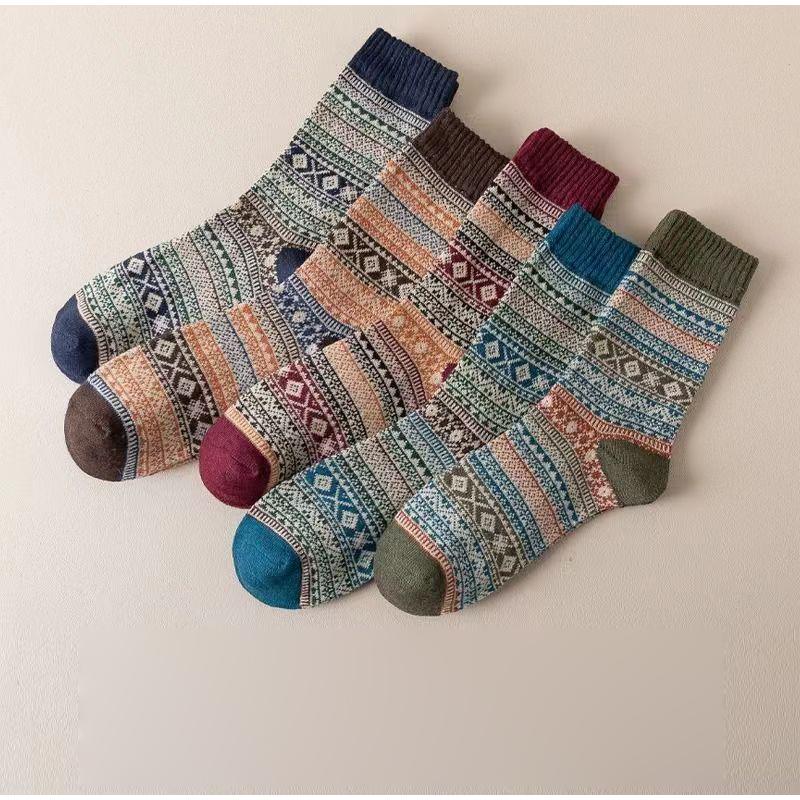 5 Paar bedruckte atmungsaktive lange Socken Mode hohe Qualität gestrickte Baumwolle Damensocken lässig Business Damen Crew-Socken