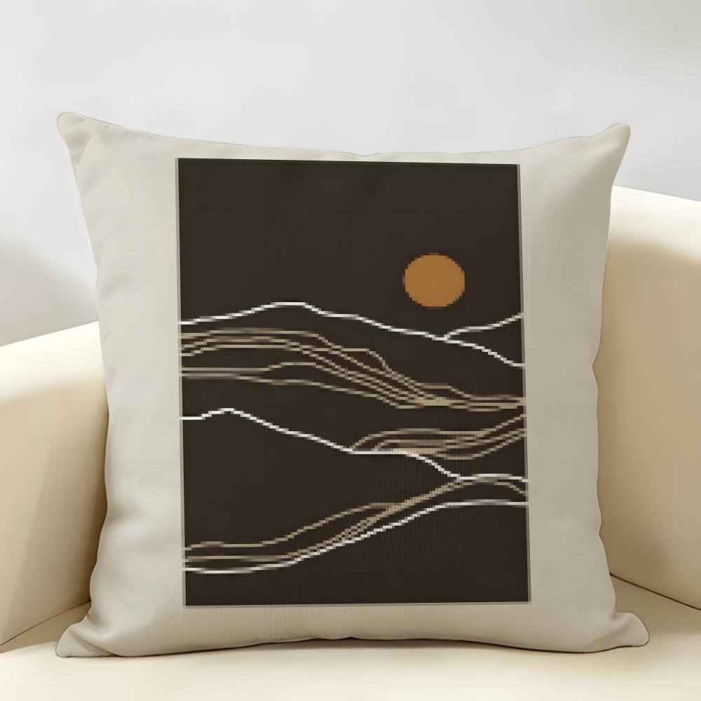 Nordic Abstract Art Cushion Cover Natural Linen Organic Fabric Double-Sided Printing Breathable Perfect For Home Decor