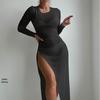 2024 Beach Vacation Mesh Swimsuit Long Cover-Up Dress - Sexy Round Neck Transparent Bikini Cover-Up
