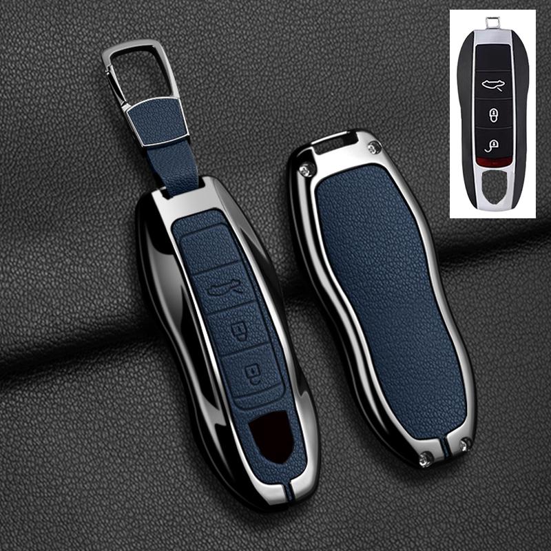 AABKR1 Zinc Alloy Leather Car Key Case for Porsche Cayenne 718 MACAN Panamera 911 Macan Boxster Cayman Cayenne Macan Keychain Key Case