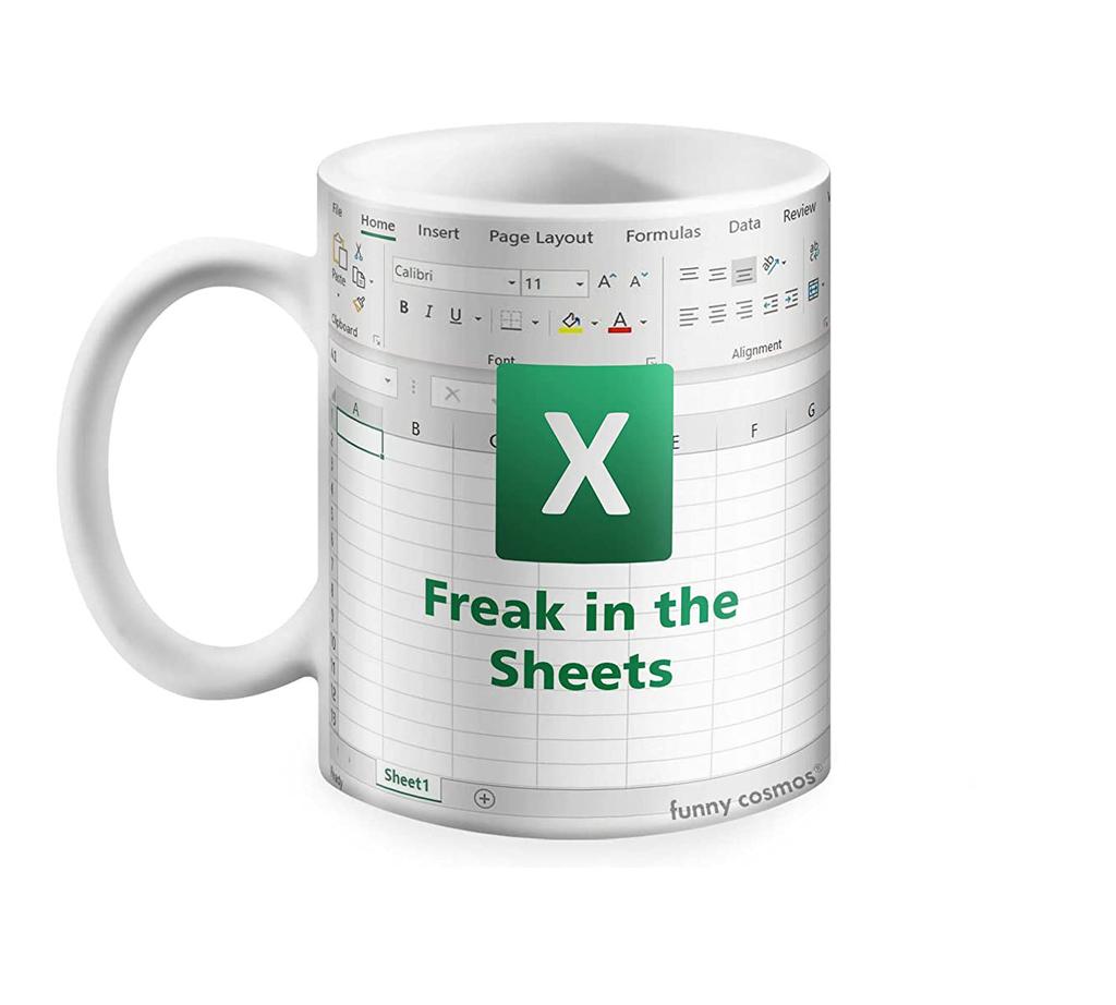 Freak In The Sheets Spreadsheet Ceramic Coffee Mark Mug Excel New