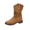 Suede Western Pile Boots Women's New Autumn Fashion Maillard Style Thick Heel Small Medium Tube Martin Boots
