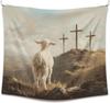 Christelijk Lam Kruis Religieus Wandkleed Polyester Woondecoratie Pastorale Rustieke Boerderij Schaap Kunstwerk Christus Decoratie