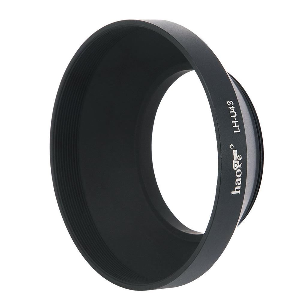 Haoge Round Metal Lens Hood for Panasonic LUMIX and Leica Digital Cameras LH-U43 Screw-in DMC-LX100 D-LUX