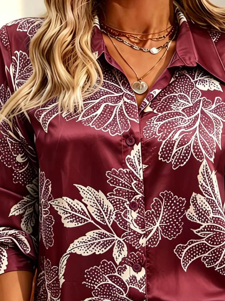 Fashionable women's printed shirt, with an elegant style and long-sleeved design. Suitable for daily wear as well as for dates.