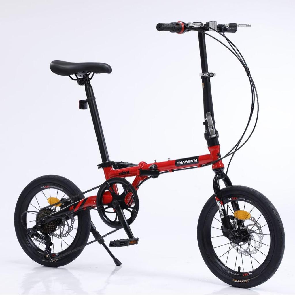 Sanhe Ma 16" Folding Bike with Variable Speed & Double Disc Brakes for Kids & Adults