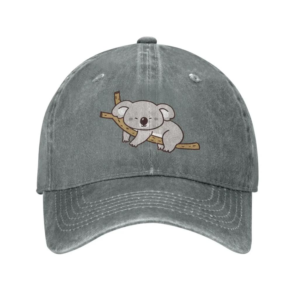 Cartoon Koala Vintage Adjustable Washed Denim Cotton Low Profile Dad Trucker Hat Black Fitted Baseball Ball Cap for Men Unisex