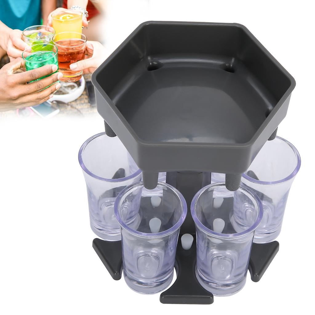Liquid Dispenser Holder 6 Shots Liquor Dispenser Rack Wine Beer Drinking Tool Bar Accessory(Gray Transparent Cup )