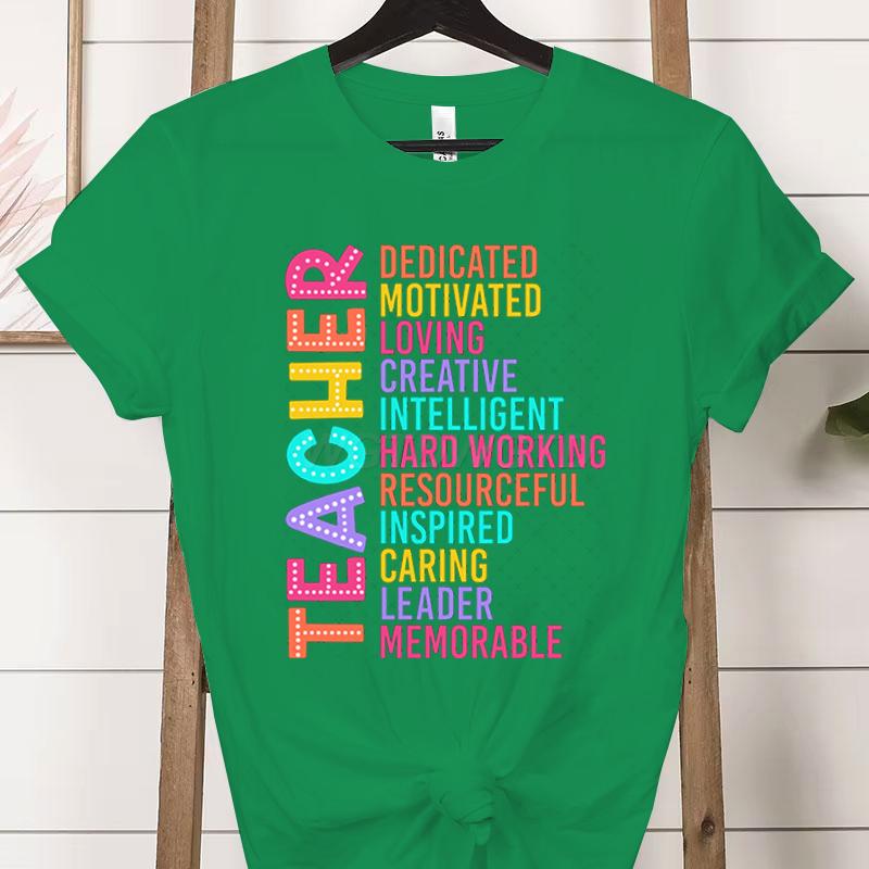 Colorful Teacher Acronym TShirt Teacher Life Print Classic Tops Motivational Tee for Educators Teachers Unisexs Womens Clothing