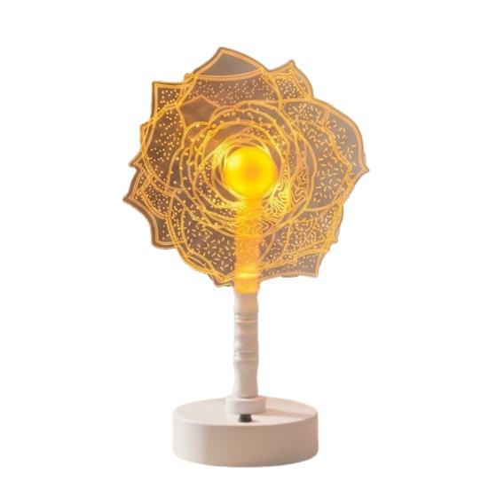 Acrylic Flower Shape LED Lamp, Decorative Cordless Table Light with Warm Light for Home, Office, Study Room, Bedside