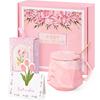 Livole Coffee with Perfect as a Birthday Gift for Day Retirement Gift for or Includes a Handkerchief and Message Cup, Pink, 350ml, Lid, Women,