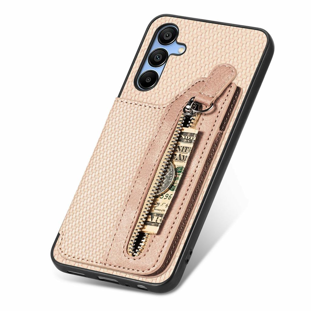 For Samsung Galaxy A16 4G/5G Case Leather+PC+TPU Zipper Pocket Kickstand Phone Cover