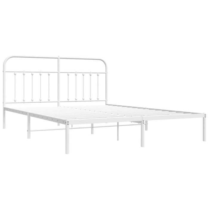 VidaXL Cadre de lit métal avec tête de lit blanc 180x200 cm 352631