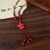 New Chinese Color Ceramic Beaded Star Necklace Female Bohemian Retro Ethnic Style Long Sweater Chain Accessories