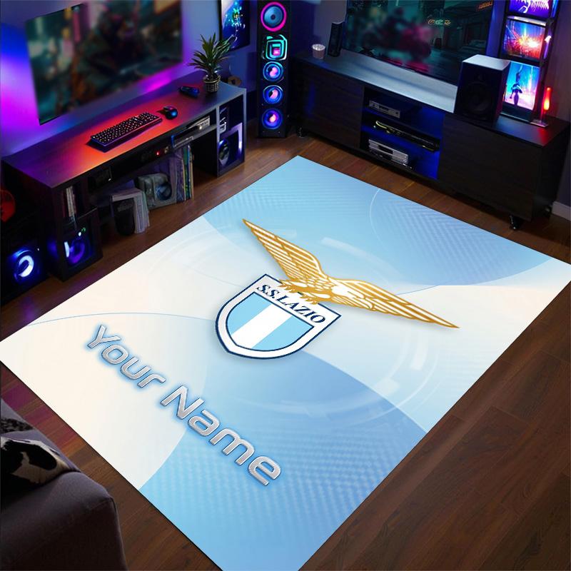 Tappeto in Velluto di Cristallo Stampa Lazio FC Testo Nome Personalizzato Tappetino Decorazione per la Casa