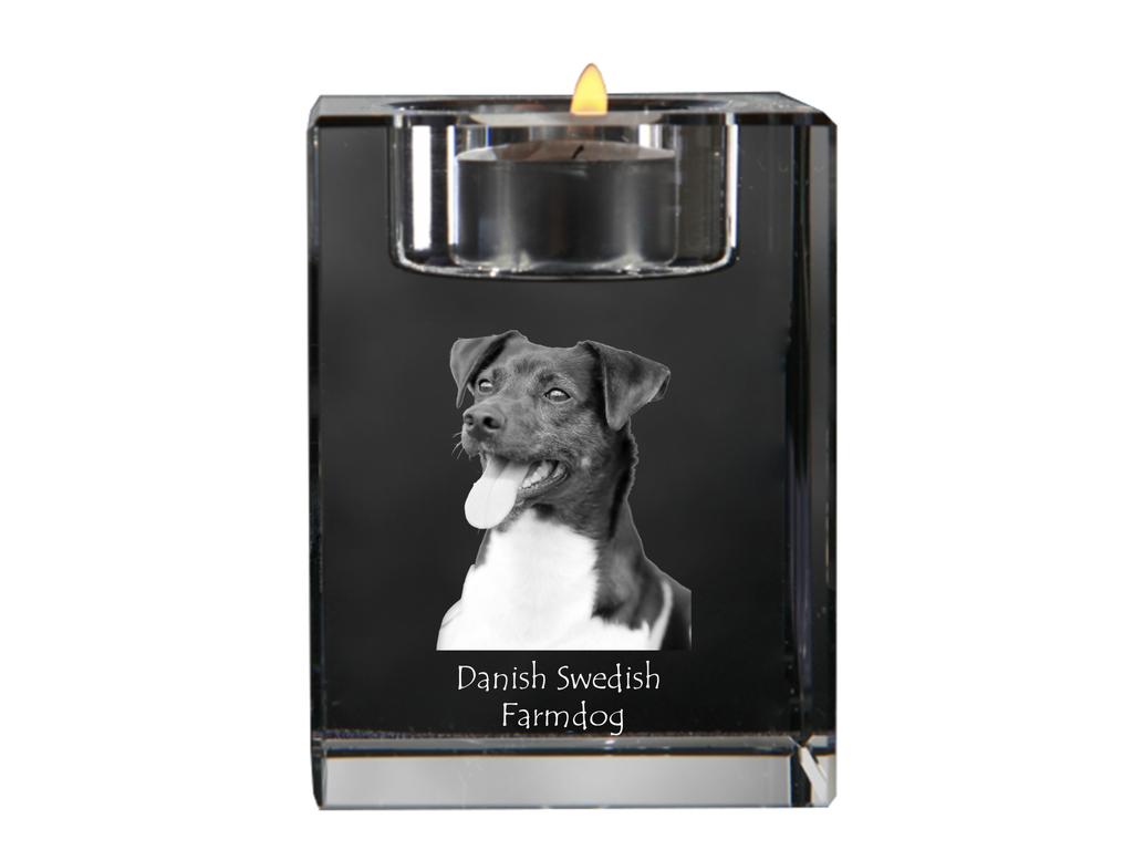 Danish Swedish Farmdog – Candle holder with dog photo, crystal tealight holder | Art-Dog