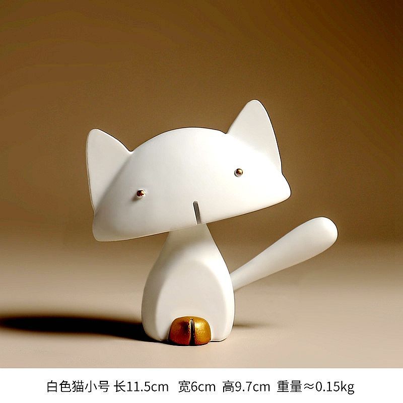 Black Cat DIY Crafts Sweet Cartoon White Cat Model Figurines Decoration Desk Decor Garden Home Office Ornament Miniatures