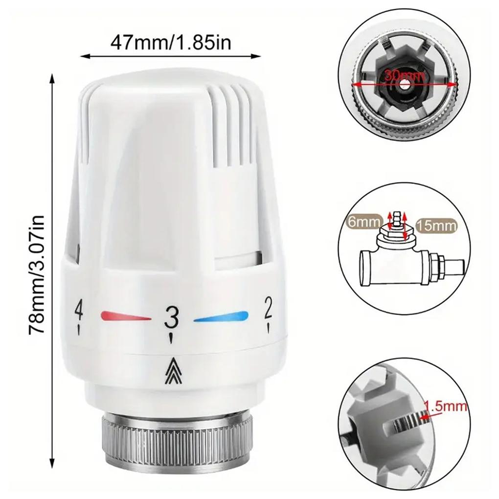3pcs Frost-Proof Radiator Thermostat Heads Adjustable 5-Level Temperature Control Valve Replacement for Heating Systems