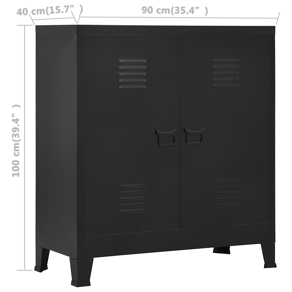 Vidaxl Industrial Storage Cabinet, Black 90X40X100 Cm Steel