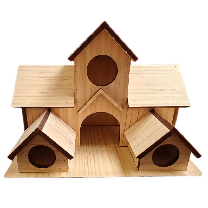 

Multiple Entries Wooden Bird House Handcrafted Cedar with Arch Porch for Parakeets Finches Blue Jays Outdoor Sanctuary Decor