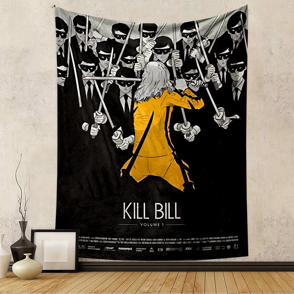 Kill Bill Volume 1 Tapestry Wall Hanging, Tarantino Movie Poster Art, Retro Wall Decor for Bedroom Living Room Dorm