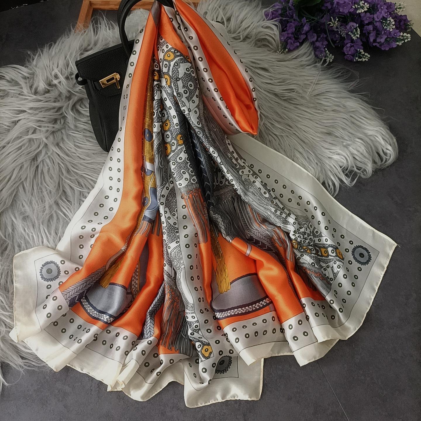 

Роскошный брендовый женский шарф, летние шелковые шарфы, шаль, женская накидка, мягкий женский эшарп, дизайнерский пляжный платок, бандана, кашне