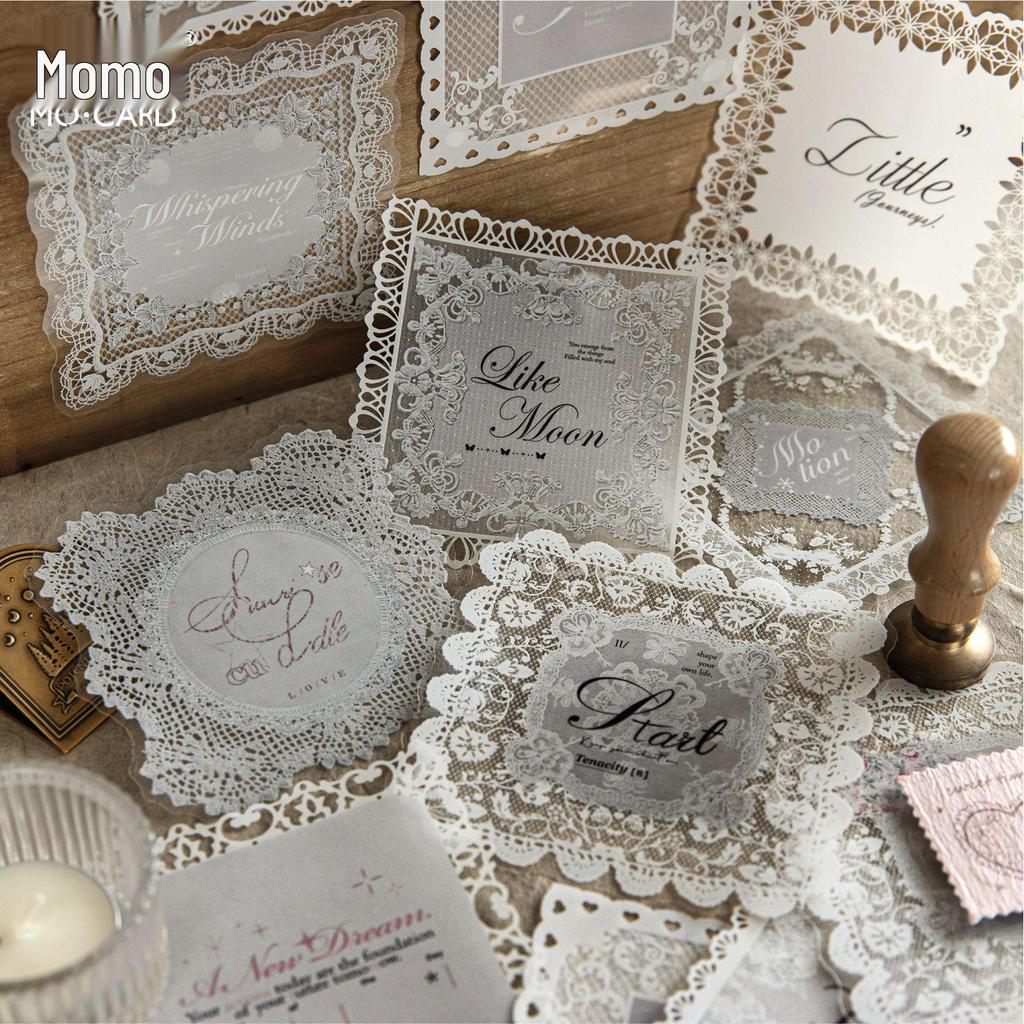 Mò Mò Double Pack Hollow Lace Stickers - Lace Poetry Series for Vintage Journals & Collages