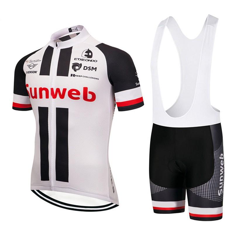 Balts Sunweb īsviešu riteņbraukšanas krekls Kalnu