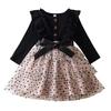 Dívčí Móda Roztomilé Šaty Princezny s Mašlí s Dlouhým Rukávem Puntíkované Síťované Dortové Šaty Šaty