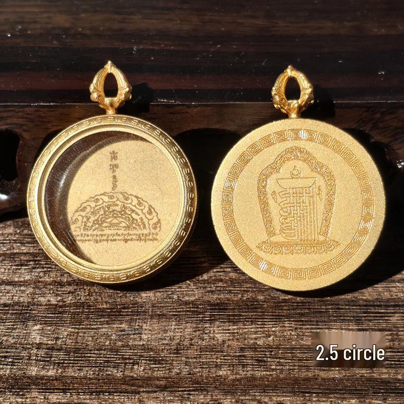 Tibetan Thangka Titanium Steel Gold Silver Pendant: Single/Double-Sided Benming Buddha Amulet