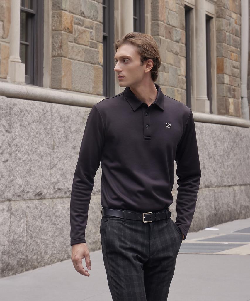 APPLE+RIND Brushed Collared T-Shirt_Black