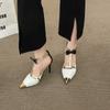 9CM Spring/Summer New Pointed Hollow Bow T-Belt Single Shoes Thin High Heel Banquet Dress Versatile Metal Head Women's Sandals