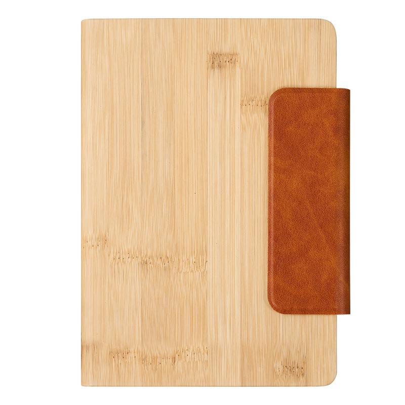 Personalized Bamboo Grain A5 Notebook with Magnetic Buckle - Thickened Pages and Logo Printing Available