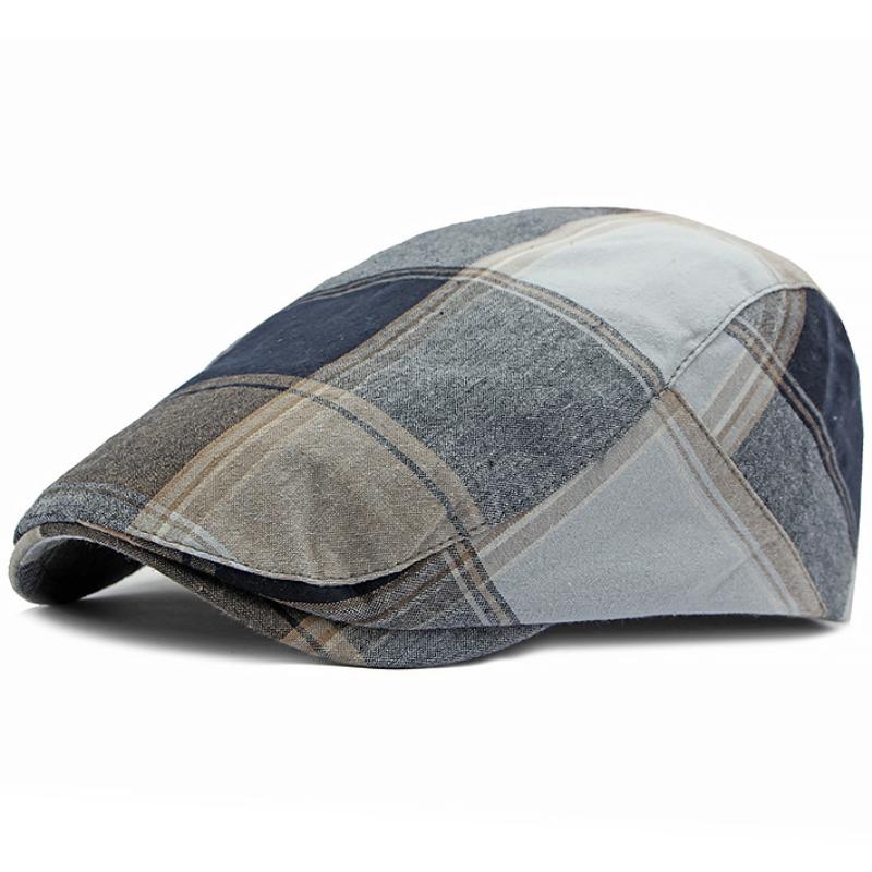 HT5056 Mens Berets Women New Spring Summer Sun Cap Artist Painter Beret Hat Male Female Ivy Flat Cap Adjustable Plaid Beret Caps