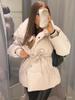 Women's Stand Up Collar Hooded Long Sleeved Zipper Glossy Thick Jacket for Winter