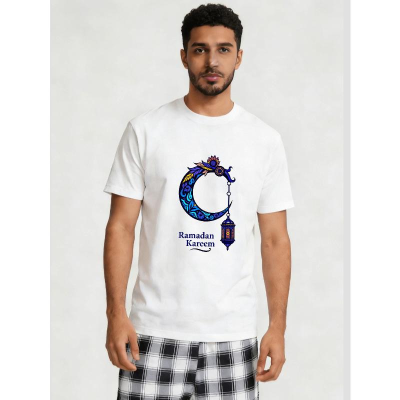 Men s Apparel, Minimalist Fashion Digital Printed Short Sleeves XXL белый