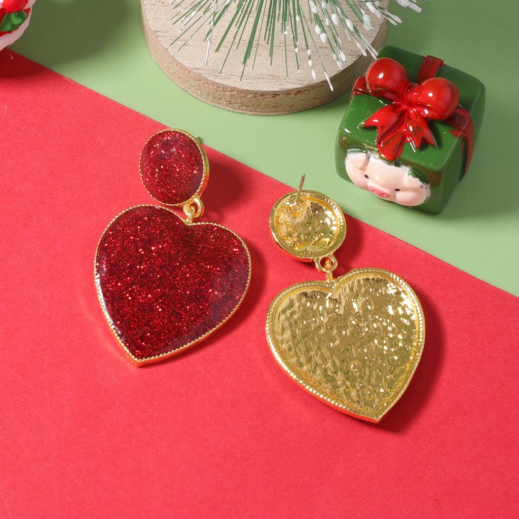 Christmas simple and fashionable classic love pendant earrings, versatile women's models