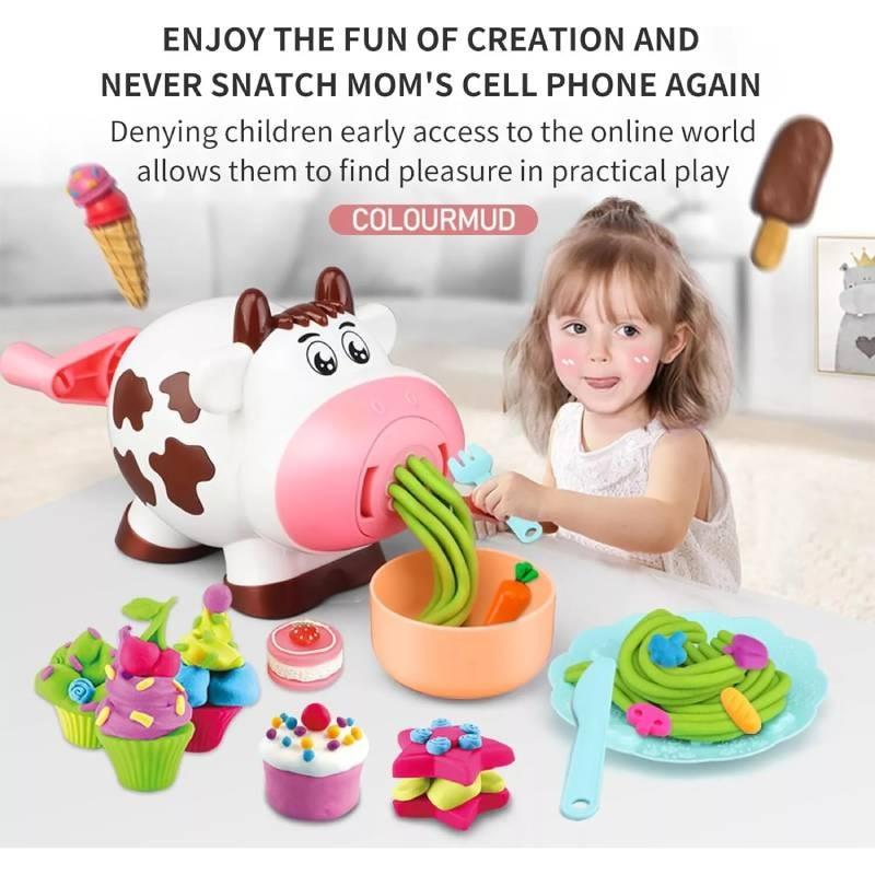 New Diy Cartoon Colorful Clay Cute Cow Noodle Maker Children's Playset For Creative Fun